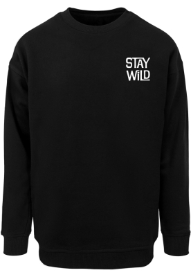 Bluza maneca lunga Wording - Stay Wild negru Merchcode