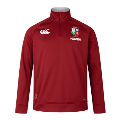 Bluze cu fermoar Canterbury British and Irish Lions 2024 Quarter pentru adulti rosu dahlia