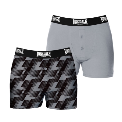 Boxeri Set 2 Lonsdale pentru Barbati gri camuflaj