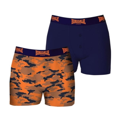 Boxeri Set 2 Lonsdale pentru Barbati portocaliu camuflaj