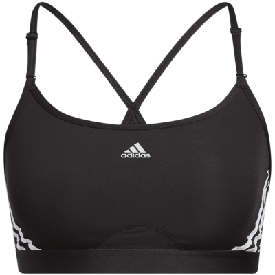 Bustiera sport Adidas Aeroreact antrenament Light-Support 3-Stripes Bra negru HC7862