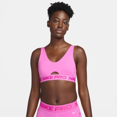 Bustiera sport Nike Pro Indy decolteu adancWomens Medium-Support cu captuseala playful roz