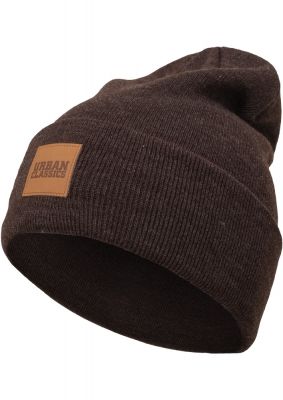 Caciuli beanie cu accesoriu piele maro deschis Urban Classics