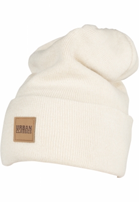 Caciuli beanie cu accesoriu piele bej Urban Classics