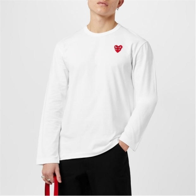 Camasi cu maneca lunga COMME DES GARCONS PLAY Embroidered Hearts alb