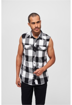 Checkshirt fara maneci alb negru Brandit