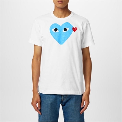 COMME DES GARCONS PLAY Comme Duo Heart T barbati alb albastru