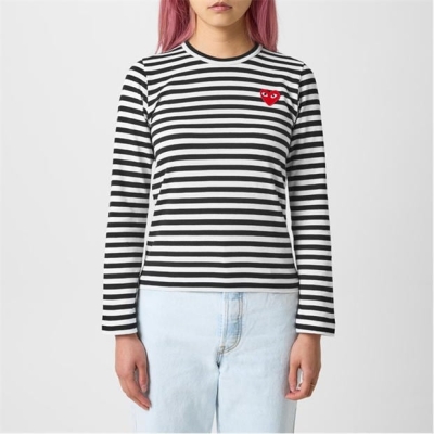 COMME DES GARCONS PLAY cu dungi Heart Top negru alb