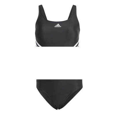 Costum de baie bikini adidas 3-Stripes negru alb