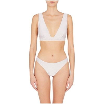 Costum de baie bikini EMPORIO ARMANI Emporio tricot femei alb auriu roz