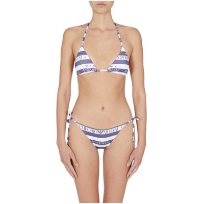 Costum de baie bikini EMPORIO ARMANI Emporio tricot femei albastru riga