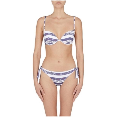 Costum de baie bikini EMPORIO ARMANI Emporio tricot femei albastru riga