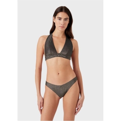 Costum de baie bikini EMPORIO ARMANI Emporio tricot femei negru auriu roz