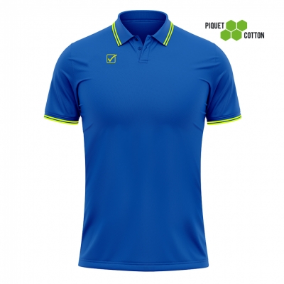 Echipament casual sport POLO COTONE PIQUET ACTION Givova albastru galben fosforescent