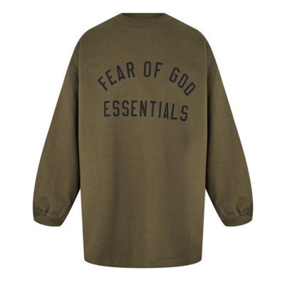 FEAR OF GOD ESSENTIALS Jersey Crewneck Tee Juniors oliv