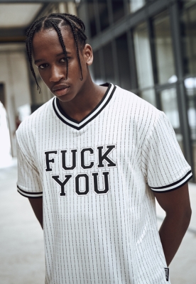 Fuckyou Jersey alb negru Mister Tee