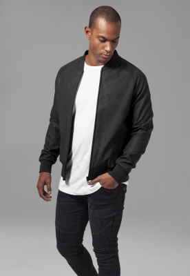 Geaca imitatie piele Raglan negru Urban Classics