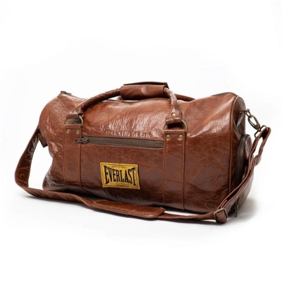 Genti voiaj Holdall Geanta Everlast 1910 Premium din piele Medium maro