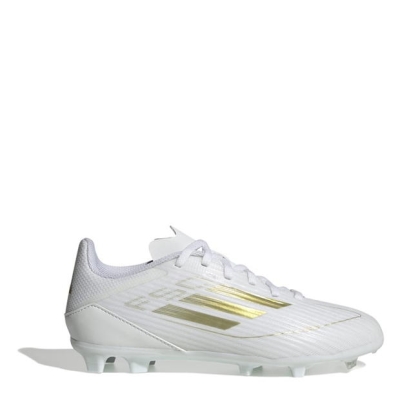 Ghete de fotbal adidas F50 League Firm Ground pentru copii alb auriu