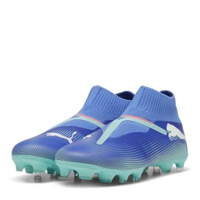 Ghete de fotbal Puma Future 7 Match+ Laceless Firm Ground albastru alb verde