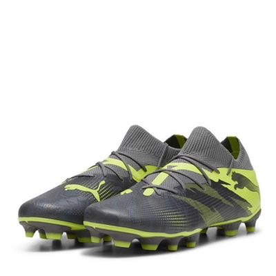 Ghete de fotbal Puma Future 7 Match Rush Firm Ground gri verde lime