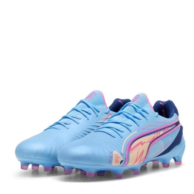 Ghete de fotbal Puma King Ultimate Launch Firm Ground albastru roz