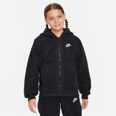 Hanorac Nike Sportswear Club Fleece Big Full-cu fermoar iarna pentru Copii negru alb