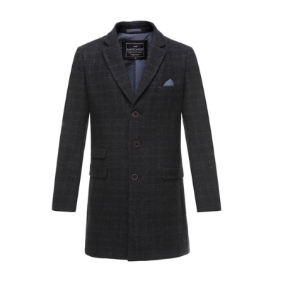 Harvey and Jones Overcoat pentru barbati bleumarin maro patratele