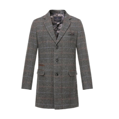 Harvey and Jones Overcoat pentru barbati gri maro patratele