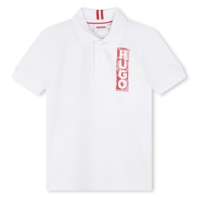 HUGO Marker Style Logo Polo Top pentru copii alb 10p