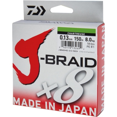 J-BRAID X8 CHARTREUSE 022MM 17,0KG 150M DAIWA