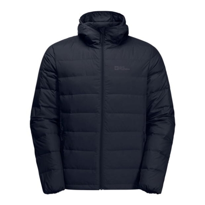 Jacheta Jack Wolfskin Ather Down cu gluga bleumarin albastru