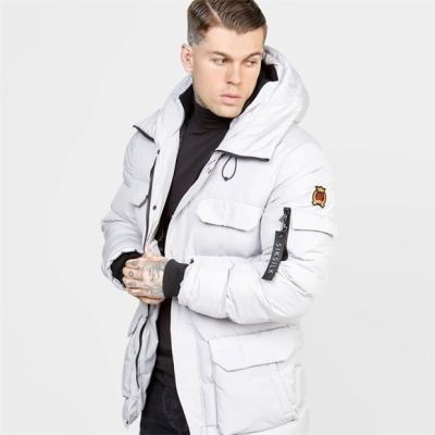 Jacheta parka SikSilk pentru barbati gri