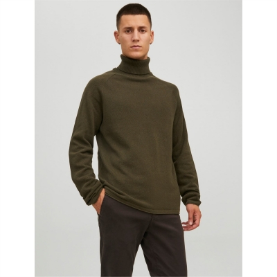 Pulovere Helanca Jack and Jones Hill tricot oliv bleumarin