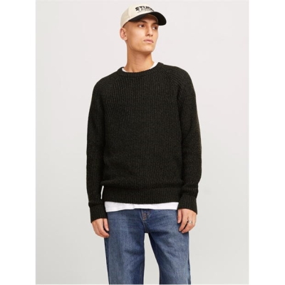 Jack and Jones tricot cu guler rotund pentru barbati negru twisted