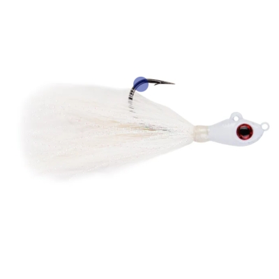 JIG BIG EYE BUCKTAIL alb CRYSTAL FLASH 10G marime 3-0 MUSTAD