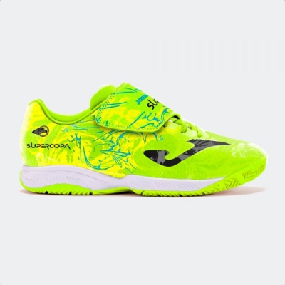 Joma Super Copa 2409 lamaie Fluor Indoor copii galben fosforescent