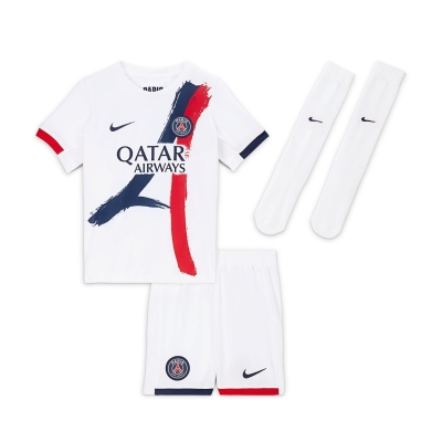 Kit Mini Nike Paris Saint-Germain Away 2024 2025 pentru Bebelusi alb