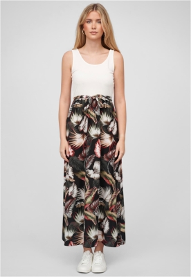 Manusi Maiouri Cloud5ive Damen Maxi Kleid doua culori Bindeg?rtel Tropical Print alb negru