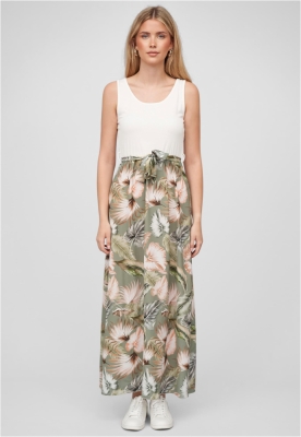 Manusi Maiouri Cloud5ive Damen Maxi Kleid doua culori Bindeg?rtel Tropical Print verde