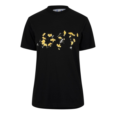 OFF alb Off Flower Tee femei negru