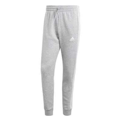 Pantaloni jogging adidas Essentials Fleece conici Cuff 3-Stripes M gri alb