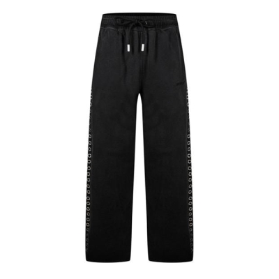 Pantaloni jogging OFF alb Eyelet-Embellished negru