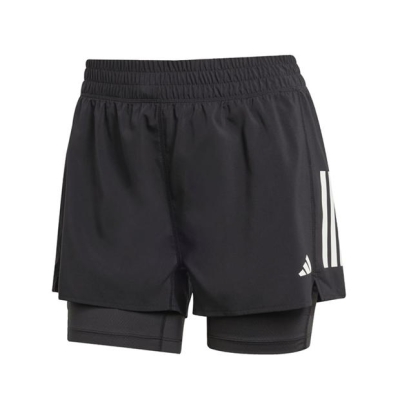 Pantaloni scurti adidas Own the Run 3-Stripes 2-in-1 pentru femei negru