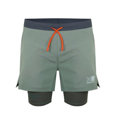 Pantaloni scurti Karrimor alergare Club Trail 2-in-1 pentru Barbati kaki