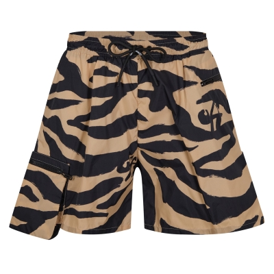 Pantaloni scurti OFF alb Athletic imprimeu zebra bej negru