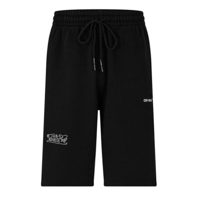 Pantaloni scurti OFF alb Off Logo pentru barbati negru