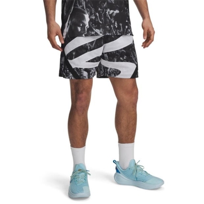 Pantaloni scurti Under Armour Curry Signature Sub baschet pentru Barbati negru alb