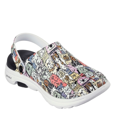 Papuci cauciuc Saboti Skechers All Over Rover Print Molded W pentru femei multicolor