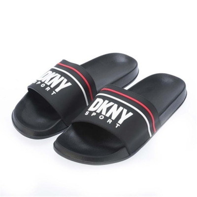 Papuci plaja DKNY Logo negru rosu